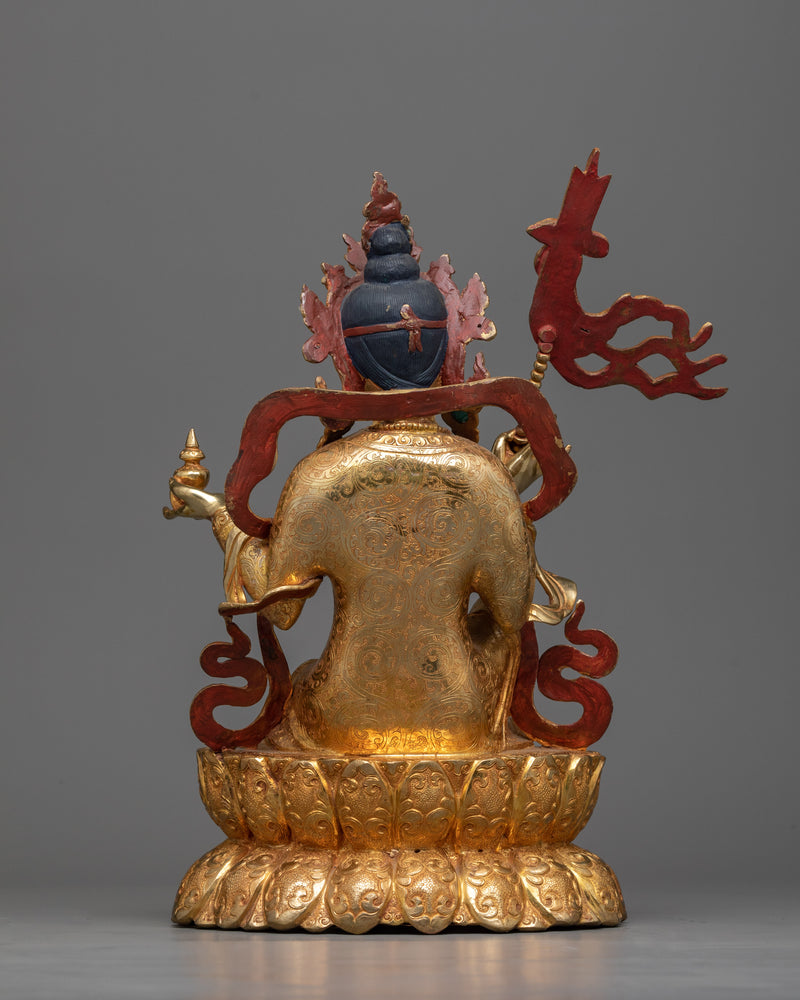 Guru Rinpoche and Two Disciples Statue | Serene Presence in Gleaming Copper