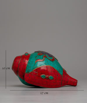 Handcrafted Buddhist Conch Shell | Tibetan Sacred Shell for Meditation and Rituals