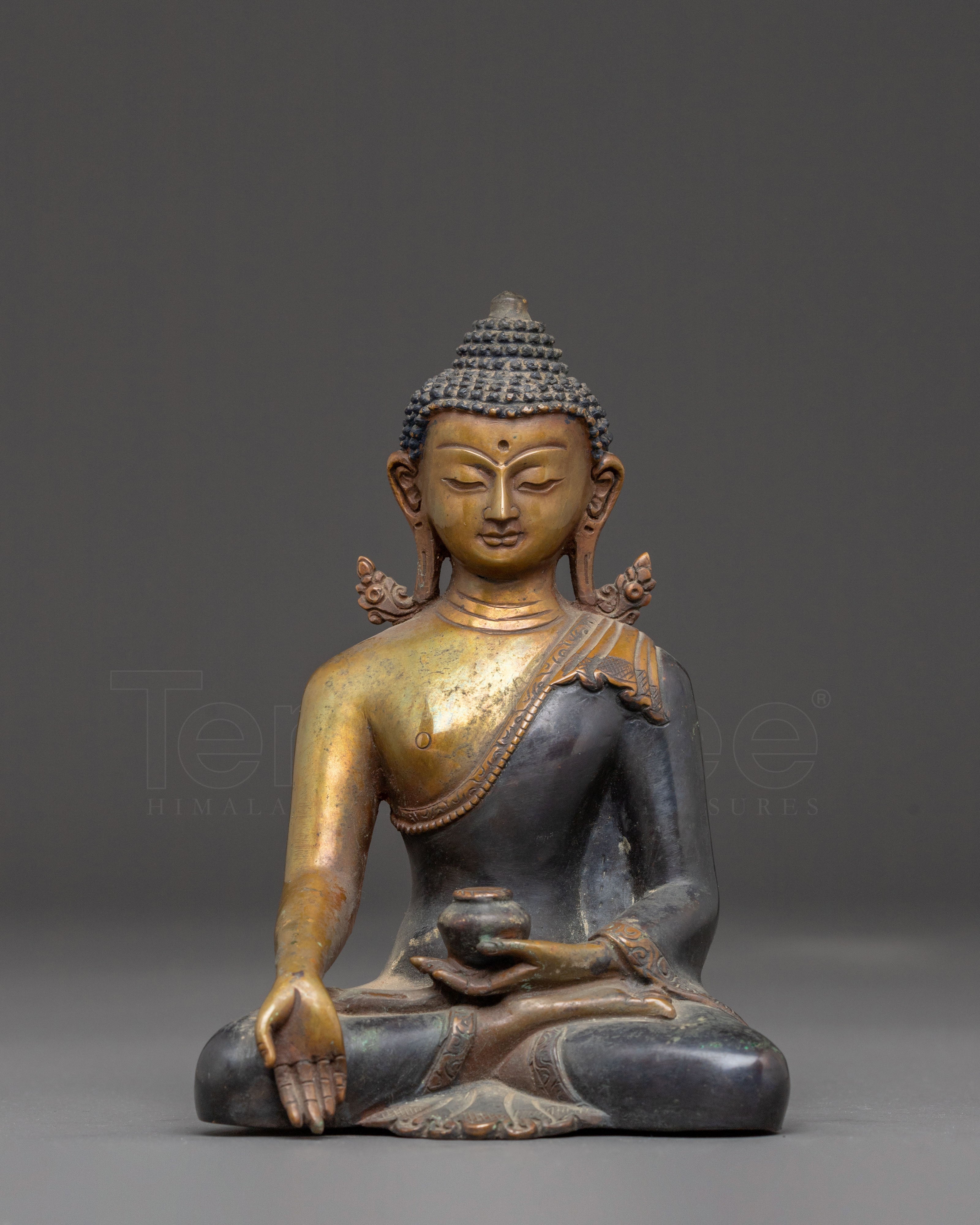 Ratnasambhava Oxidized Copper Statue