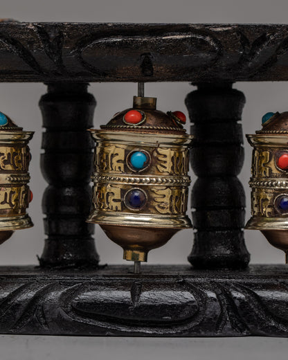 Buddhist Prayer Wheel Mantra carved Wheels | Elevate Your Space with Sacred Wall Hanging