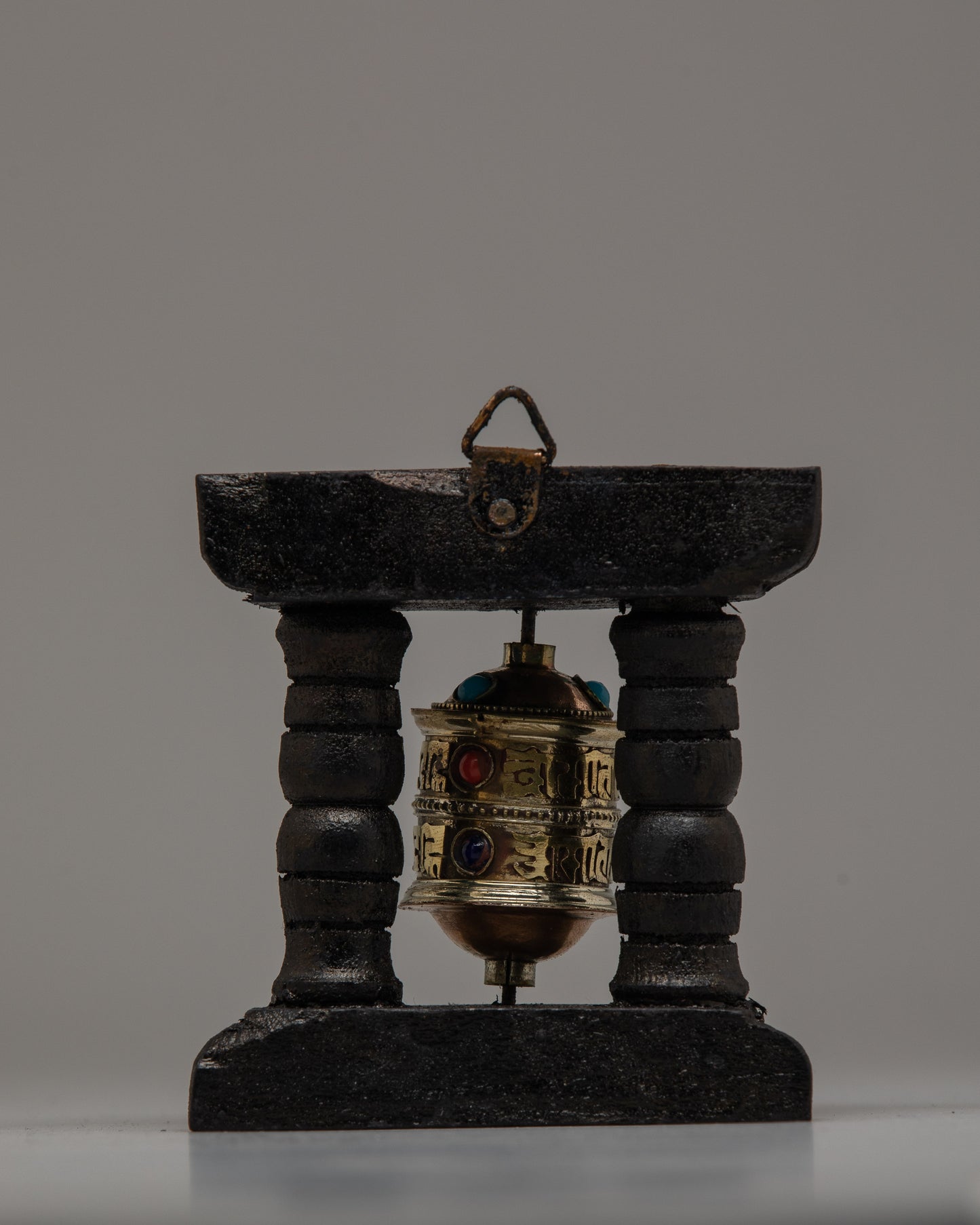 Buddhist Prayer Wheel Nepal | Embrace Sacred Wheel with Copper and Wooden Frame