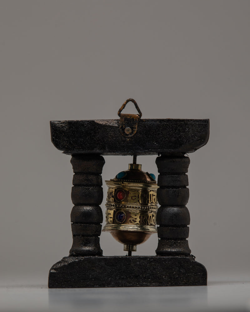 Buddhist Prayer Wheel Nepal | Embrace Sacred Wheel with Copper and Wooden Frame