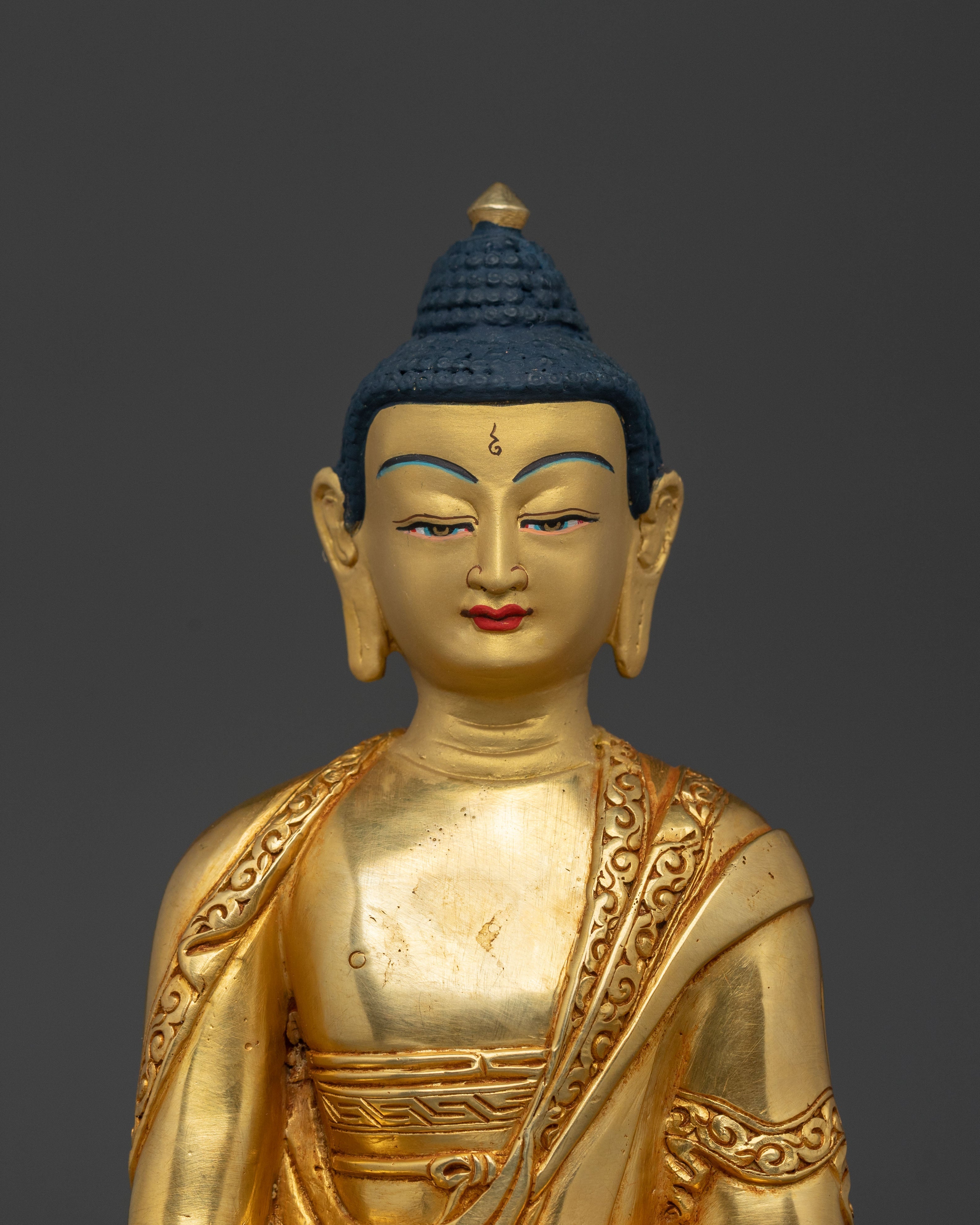 Traditional Shakyamuni Buddha Enlightened Statue | Sacred Buddhist Altar Figure