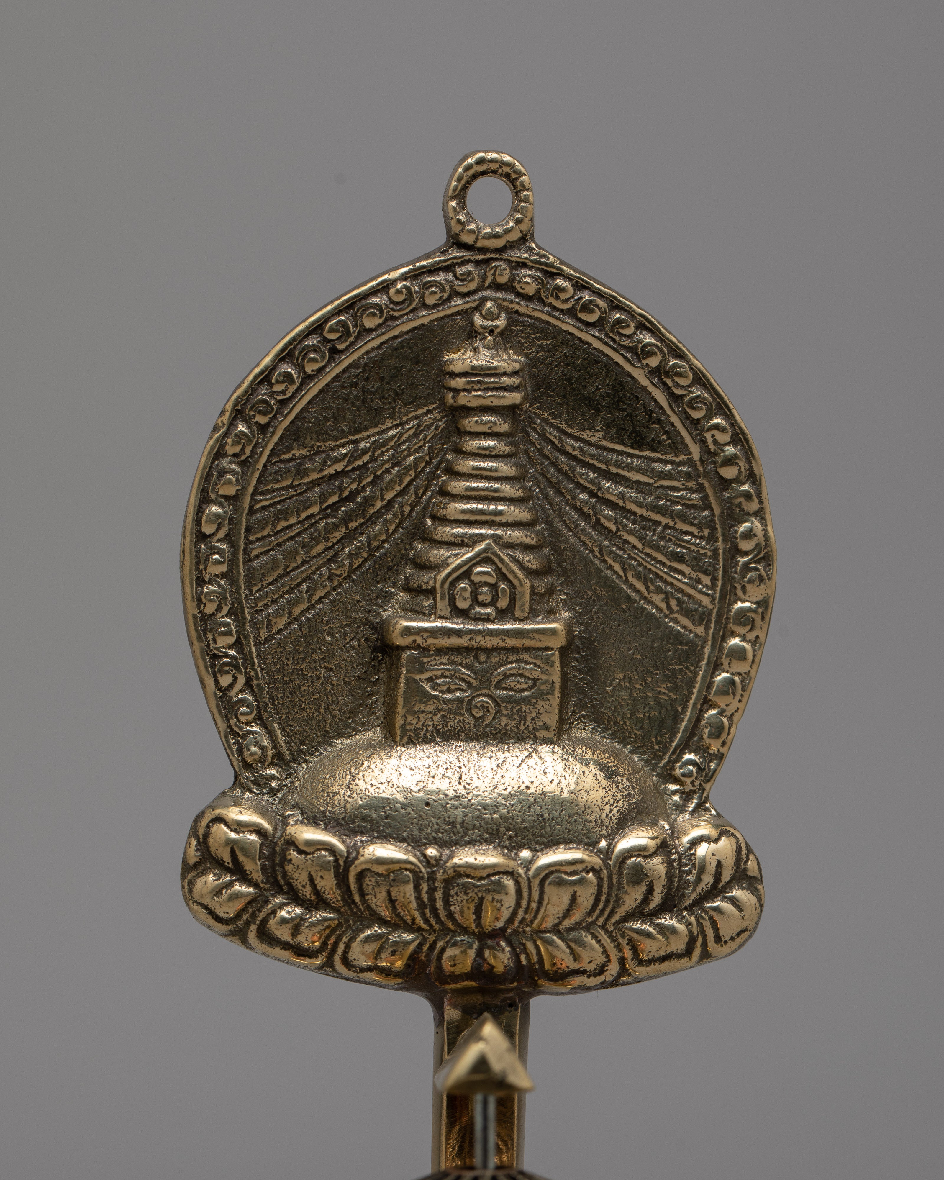 Stupa Prayer Wheel | Crafted in Copper and Brass, Radiating Sacred Energy and Devotion