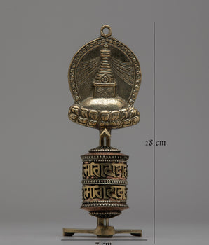 Stupa Prayer Wheel | Crafted in Copper and Brass, Radiating Sacred Energy and Devotion