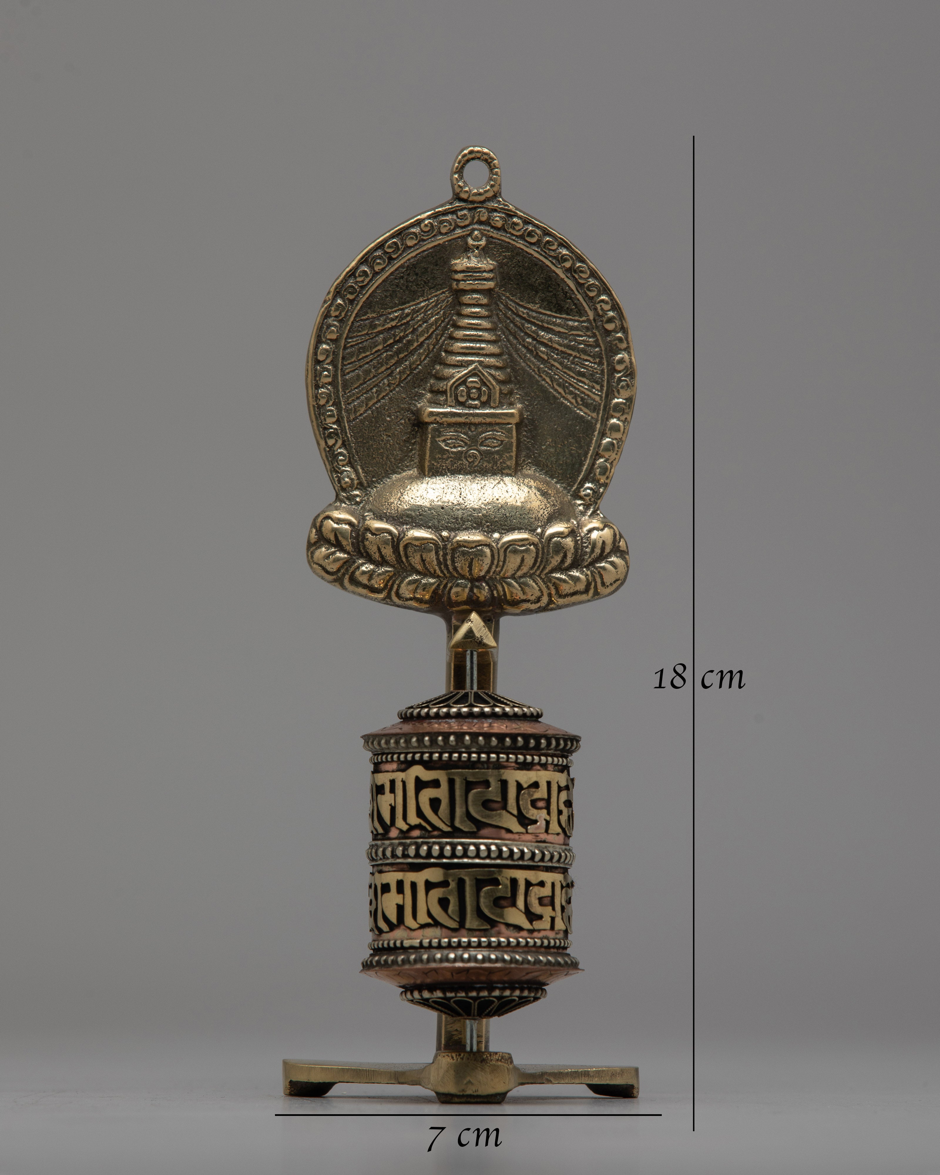 Stupa Prayer Wheel | Crafted in Copper and Brass, Radiating Sacred Energy and Devotion