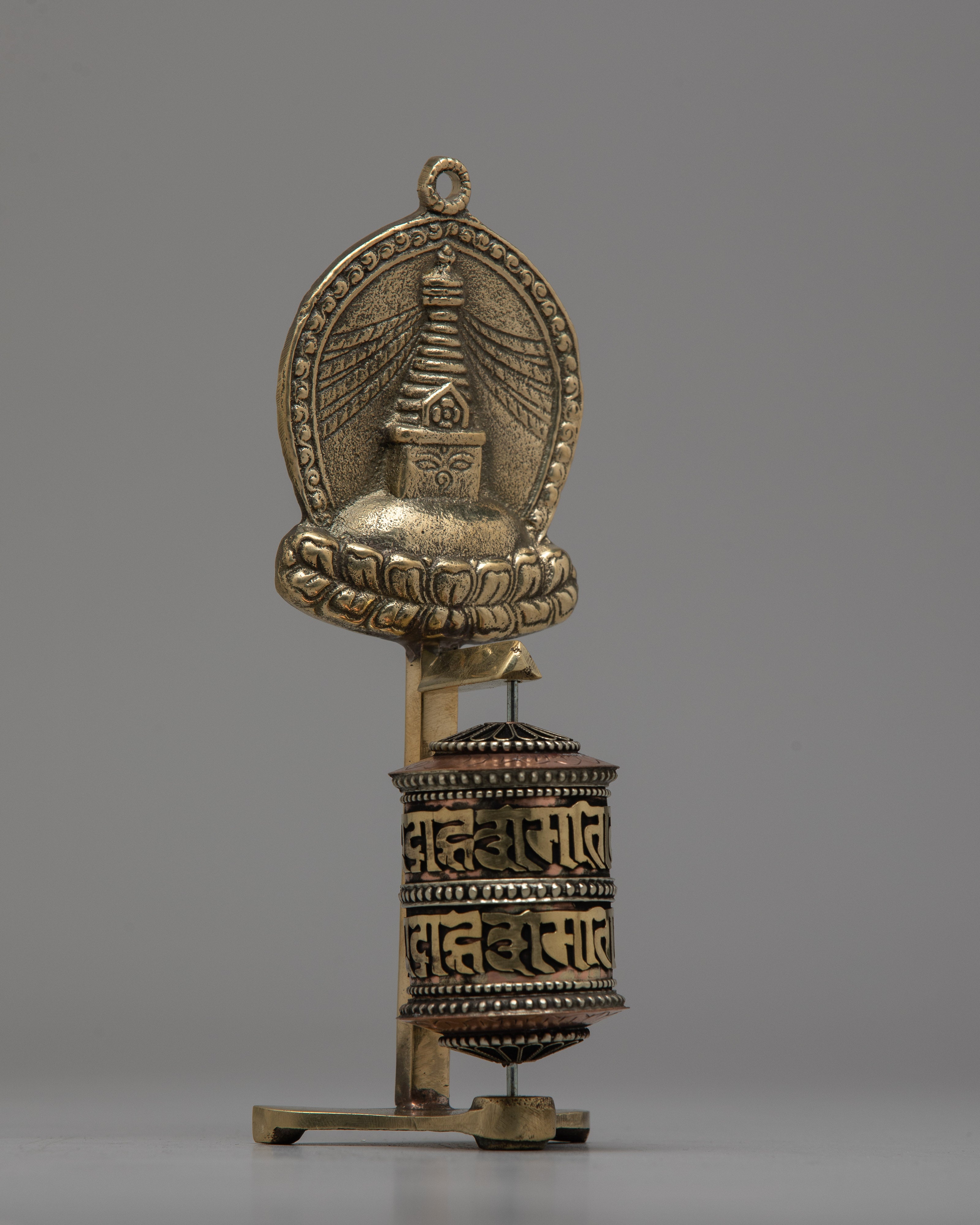 Stupa Prayer Wheel | Crafted in Copper and Brass, Radiating Sacred Energy and Devotion