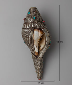 White Metal Conch Shankh | Symbol of Purity and Divine Resonance in Spiritual Rituals