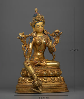 Green Tara a Graceful Handcrafted Statue | Embodiment of Compassion