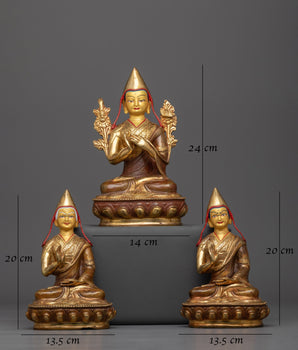 Tsong Khapa with Two Disciples Statue | Embodiment of Wisdom and Spiritual Guidance