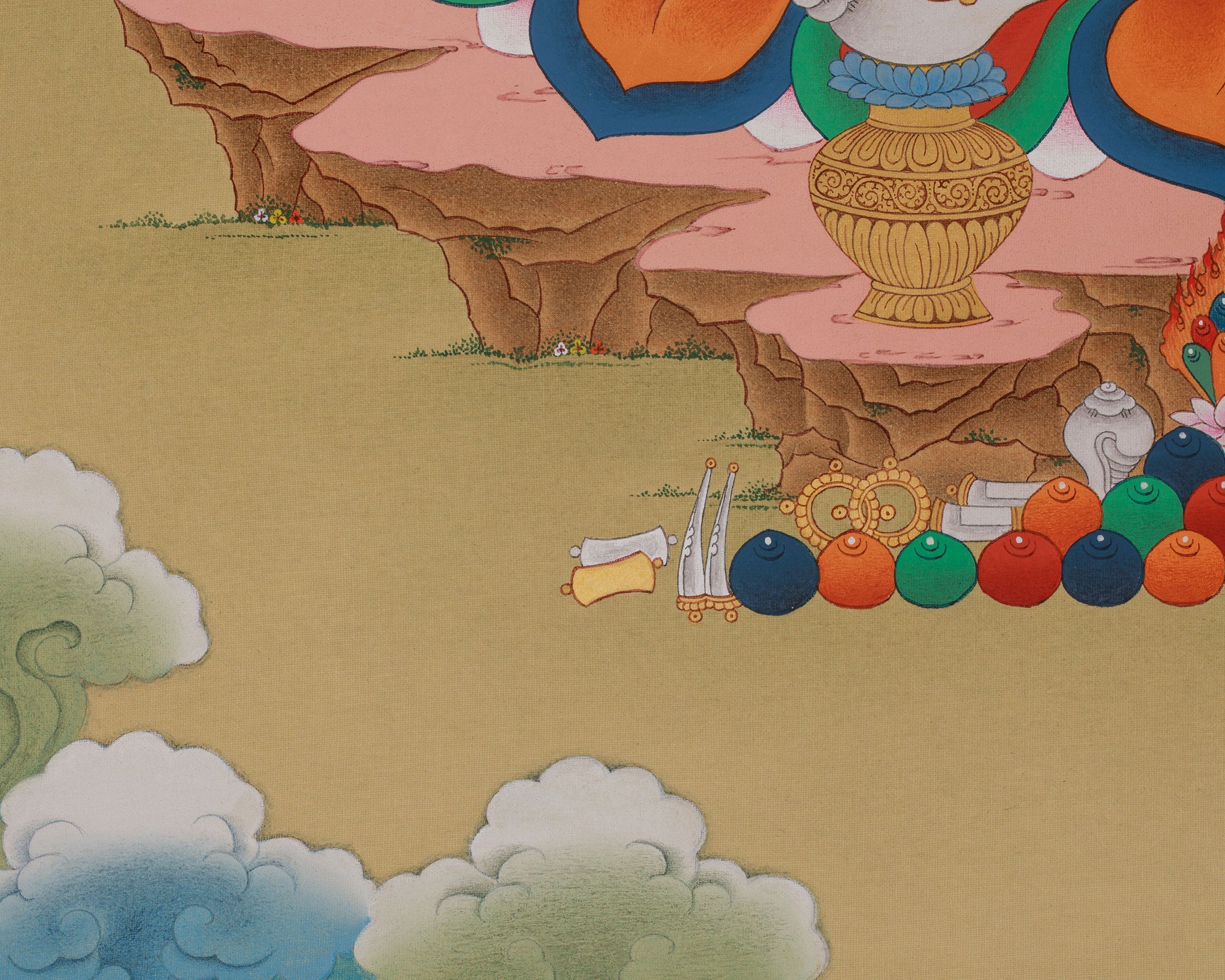 Dzambhala Wealth God Thangka | Tibetan Buddhist Prosperity Art