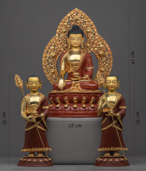 Buddha Shakyamuni Statue With Disciples | Finely Carved Traditional Statue Set