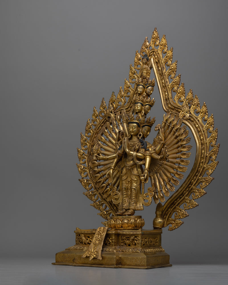 Thousand Armed Avalokiteshvara Statue | Religious Himalayan Genuine Sculpture