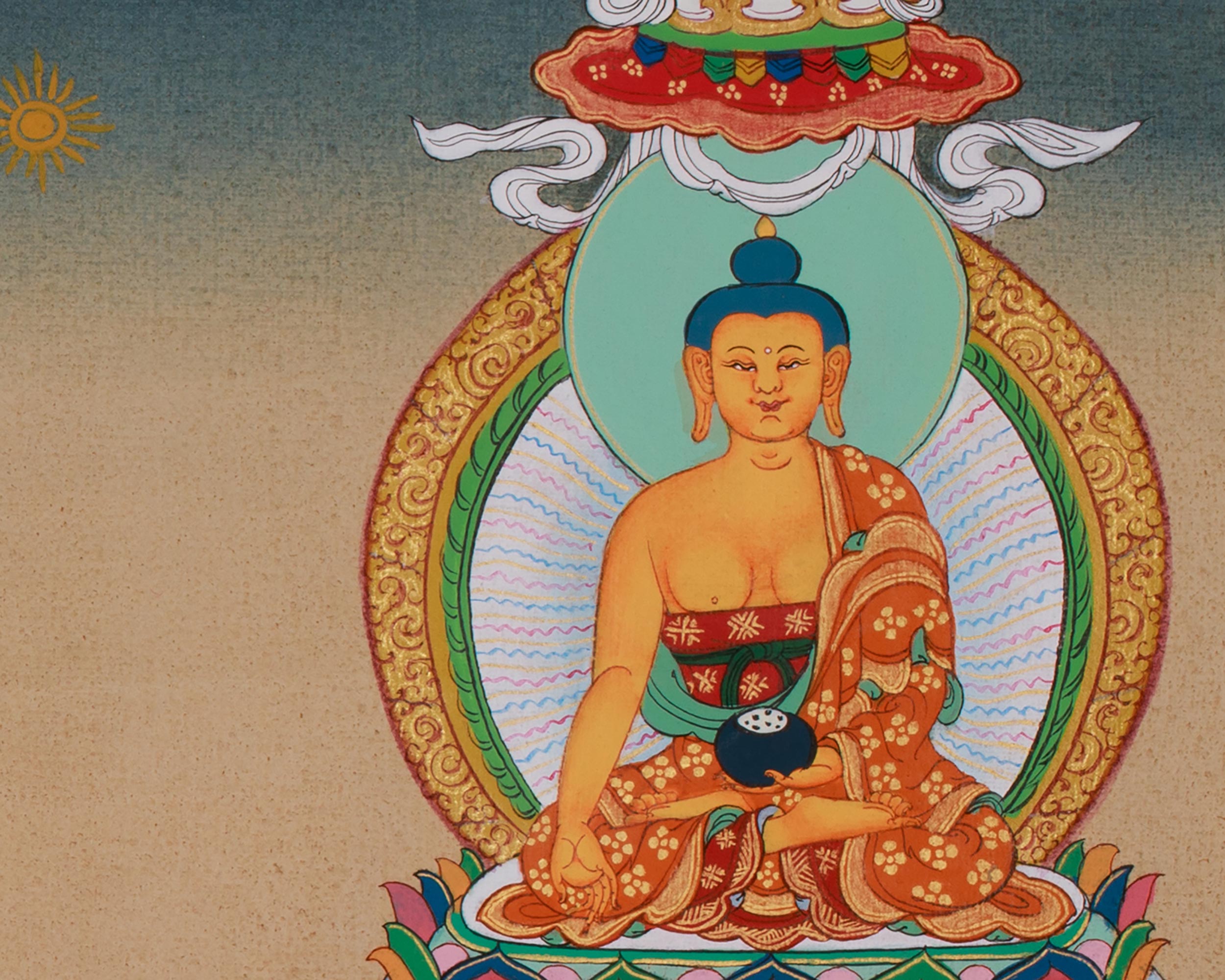 Sacred Five Dhyani Buddha Thangka | Transforms Ignorance And Delusion Into The Wisdom