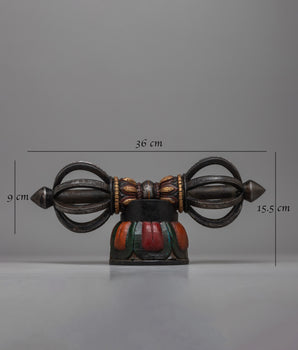 Tibetan Vajra on Wooden Stand | Fusion of Spiritual Symbolism and Natural Elegance