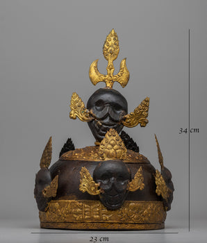 Tibetan Crown in Iron | Regal Symbol of Spiritual Authority and Divine Wisdom