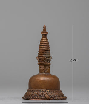 Oxidized Copper Buddhist Stupa | Ancient Symbol of Spiritual Enlightenment and Divine Presence