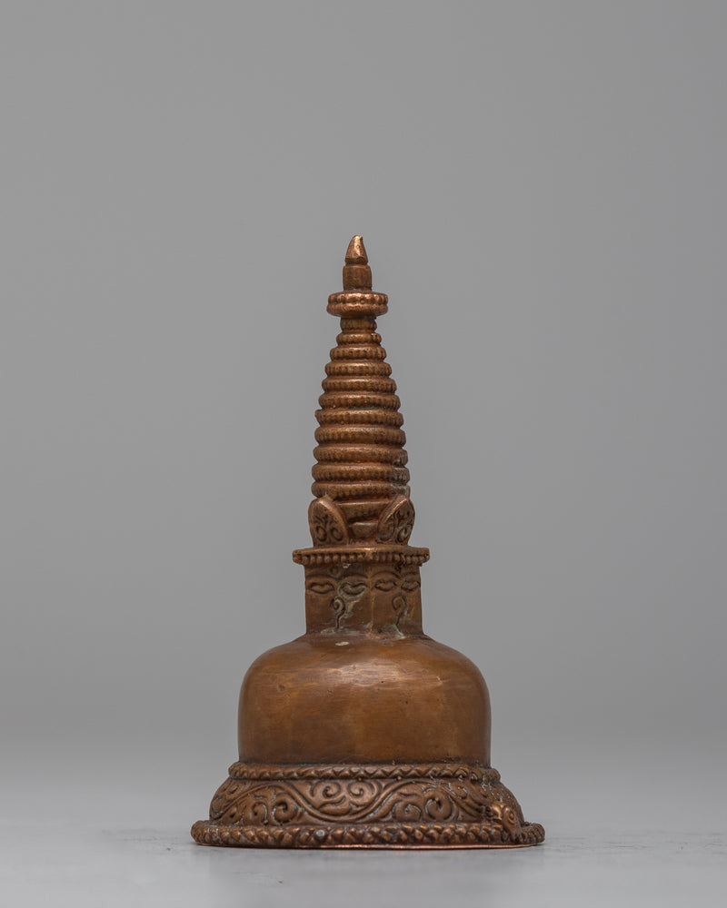 Oxidized Copper Buddhist Stupa | Ancient Symbol of Spiritual Enlightenment and Divine Presence