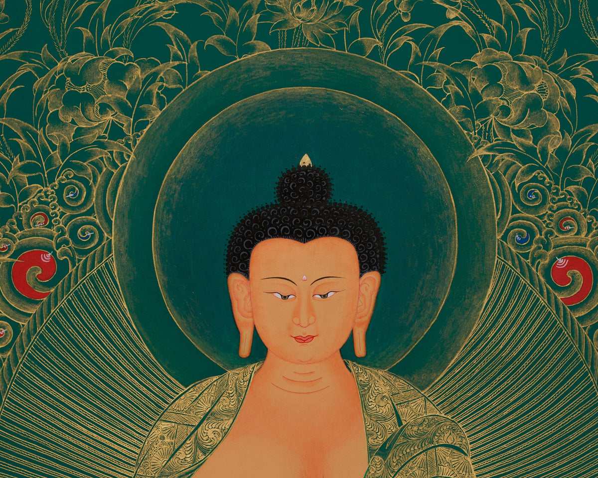 Traditional Shakyamuni Buddha Artwork | Sacred Thangka of Peace and Enlightenment
