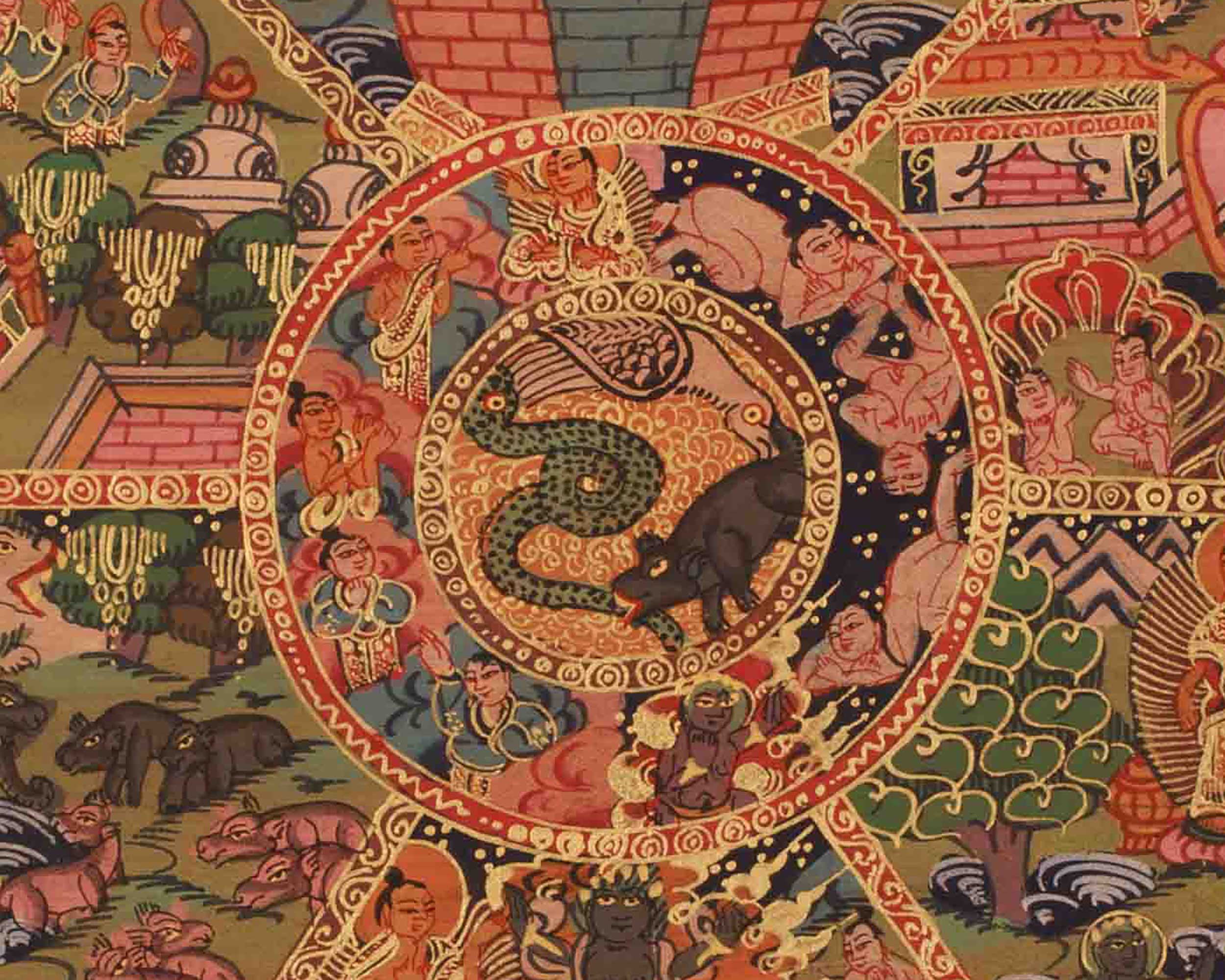 Wheel Of Life Artwork | Traditional Tibetan Bhavachakra Thangka | Buddhist Meditation Altar