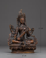 Oxidized Copper Saraswati with Veena Statue