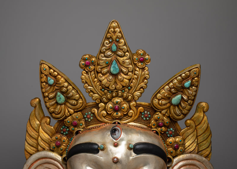 Premium Ganesha Face Mask | Luxurious Copper with 24K Gold and Silver Plating with Embodiment of Divine Blessings