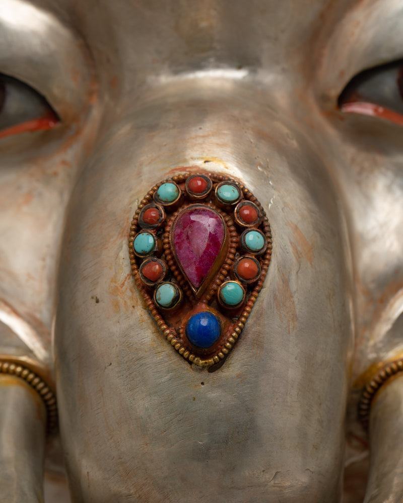 Premium Ganesha Face Mask | Luxurious Copper with 24K Gold and Silver Plating with Embodiment of Divine Blessings