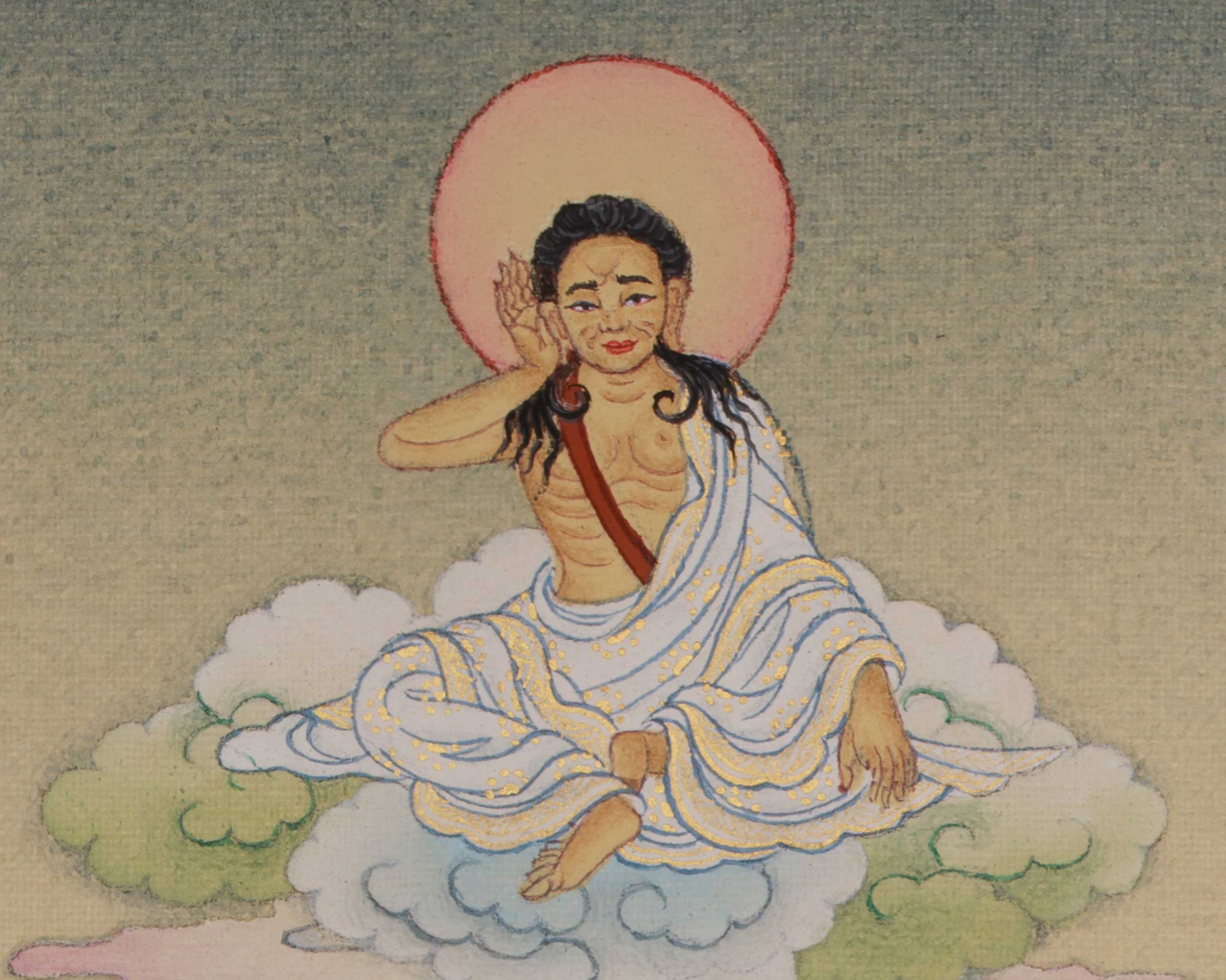 Traditional Tsheringma With Milarepa Thangka | Symbolized Wisdom and Spiritual Guidance