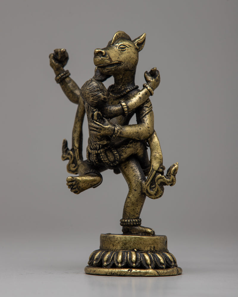 Narasimha Bronze Statue | Majestic Form of the Lion-Man Avatar of Lord Vishnu