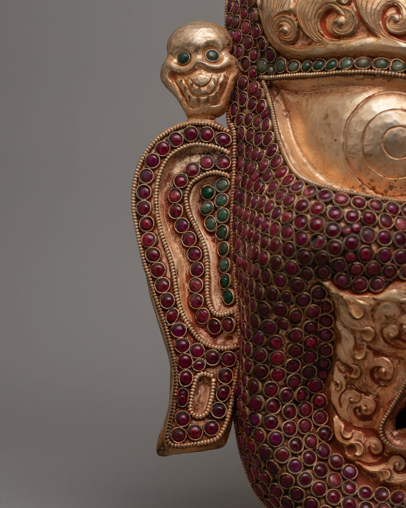 Copper Bhairav Mask | Unveiling the Majesty of a Golden Guardian