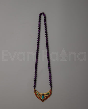 Amethyst Bead Necklace Long