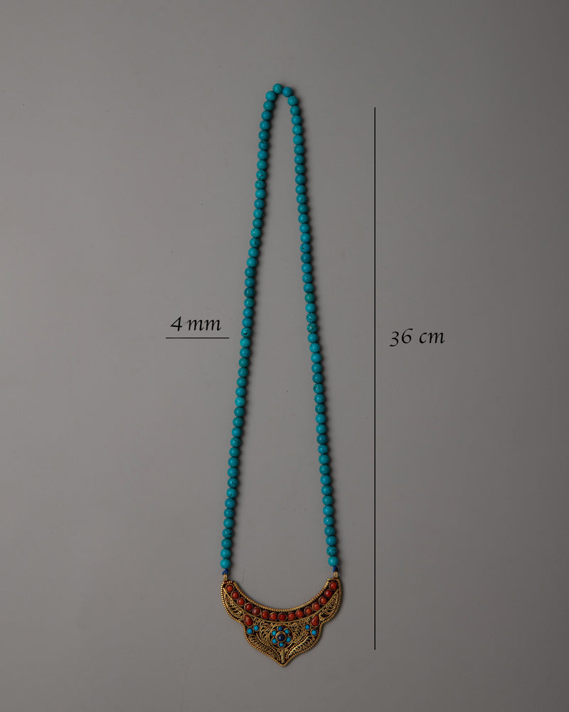 Long Beaded Turquoise Necklace | Embrace Bohemian Elegance and Natural Beauty