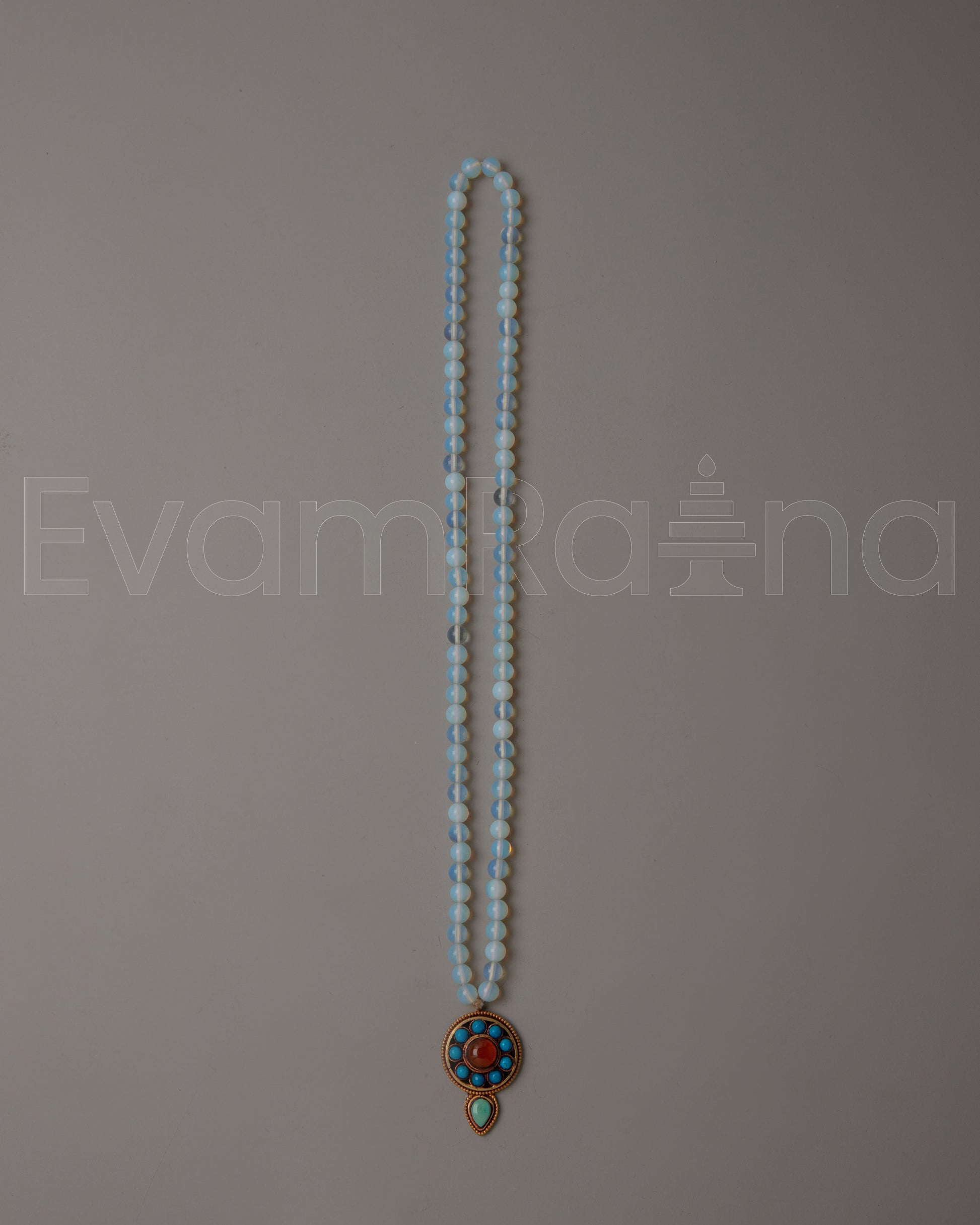 Moon Stone Mala Bead Necklace