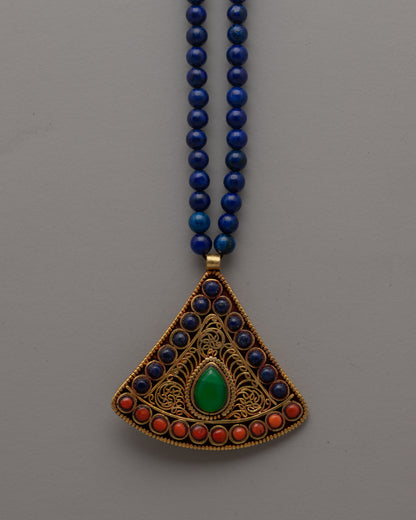 Lapis Lazuli Beaded Necklace | Exquisite Accessory for Sophisticated Ensembles