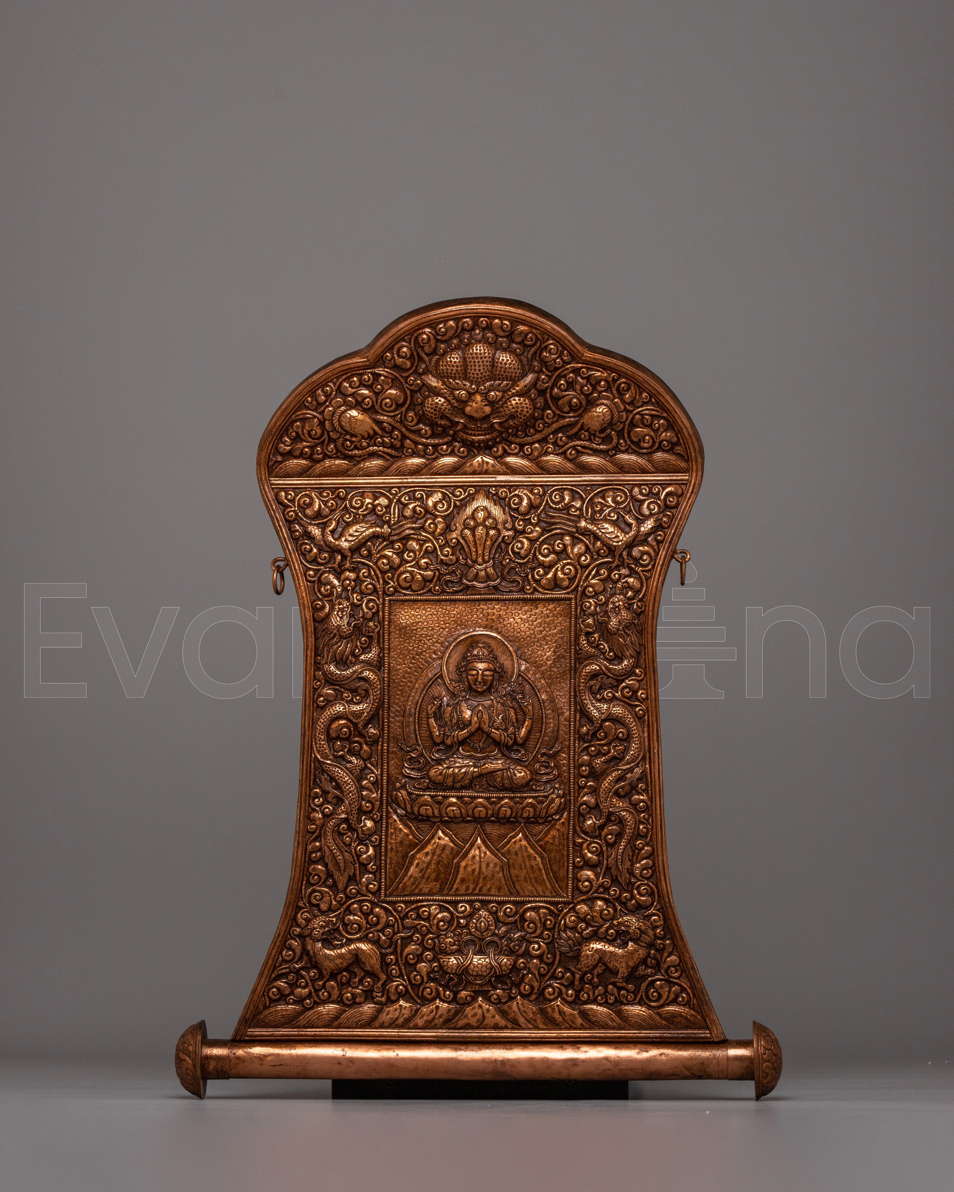 Copper Chenrezig Metal Wall Hanging