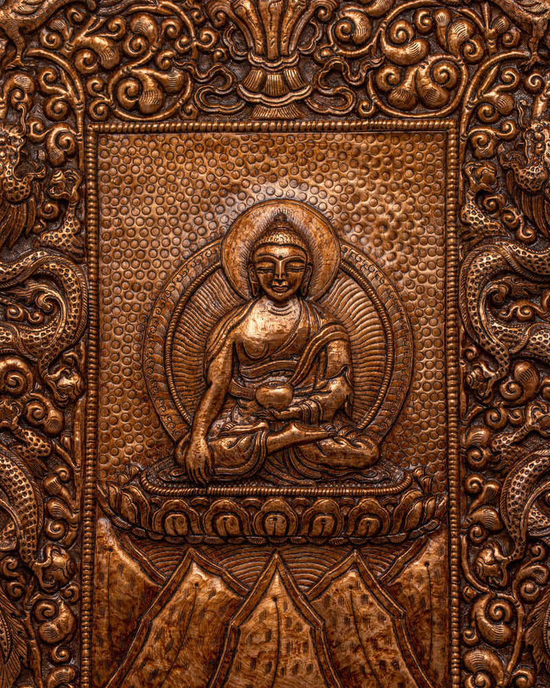 Shakyamuni Buddha Metal Thanka Wall Hanging | Beautiful Metal Hanging for Meditation Rooms