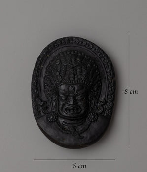 Mahakala Face On Shaligram Shila | Symbolizing Strength and Spiritual Safeguarding