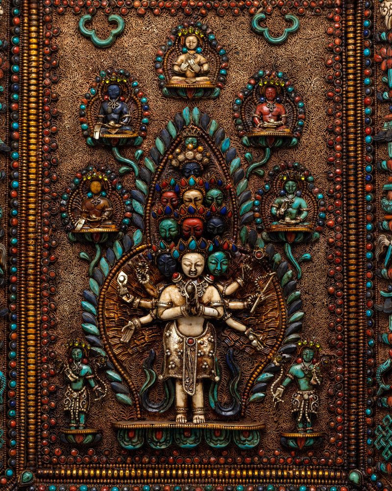 Copper 1000-Armed Avalokiteshvara Thangka | Exquisite Wall Hanging for Spiritual Reflection