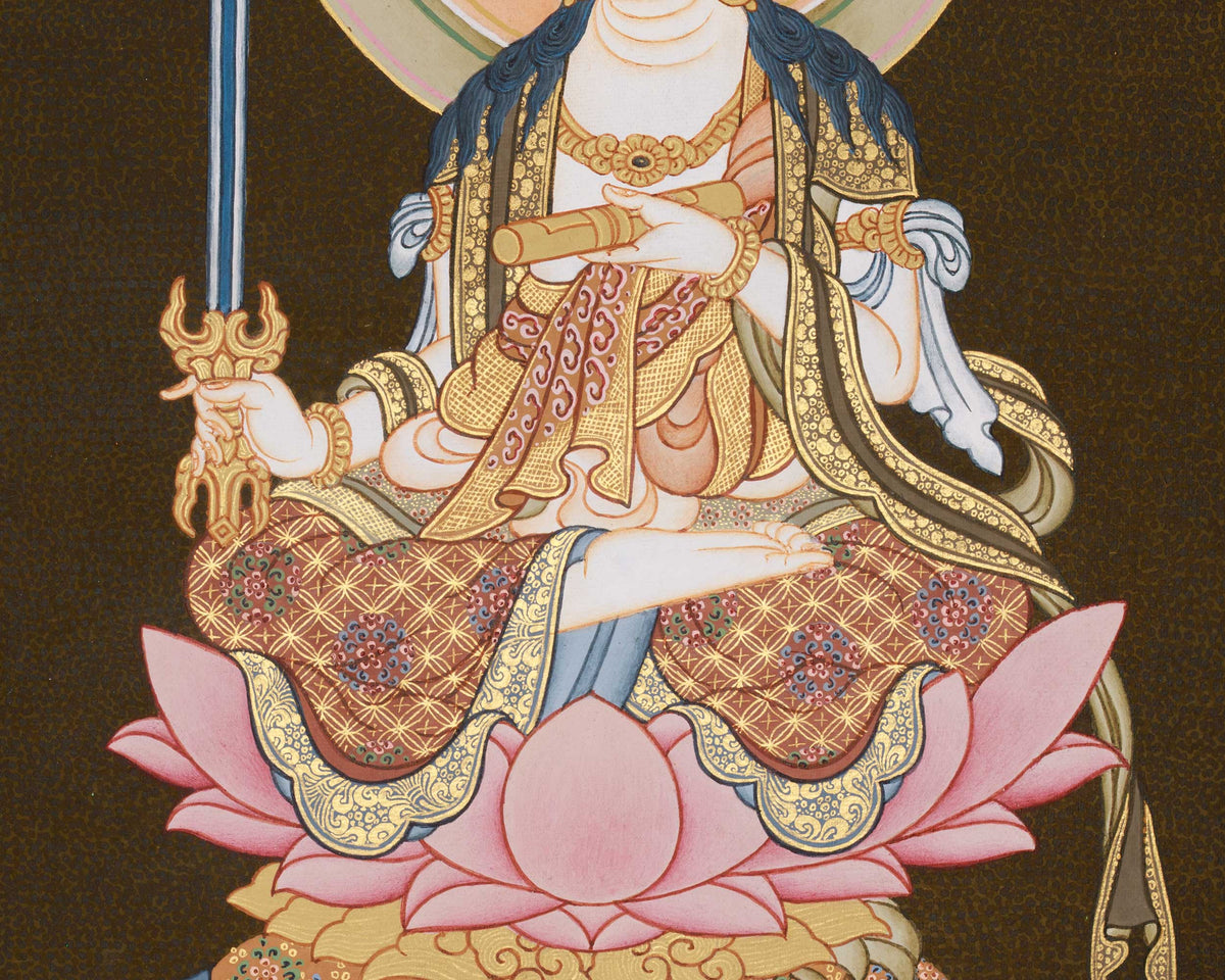Manjushri Wisdom Painting | A Sacred Japanese Style Artwork of the Bodhisattva of Insight