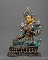 white-tara-sculpture with gemstones
