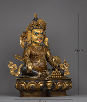 Dzambala Gold-Gilded Oxidized Statue | Embodiment of Wealth and Abundance