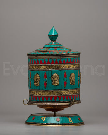 Turquoise Buddhist Prayer Wheel