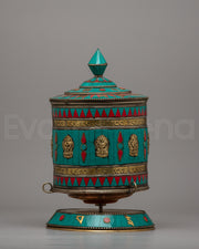 Turquoise Buddhist Prayer Wheel