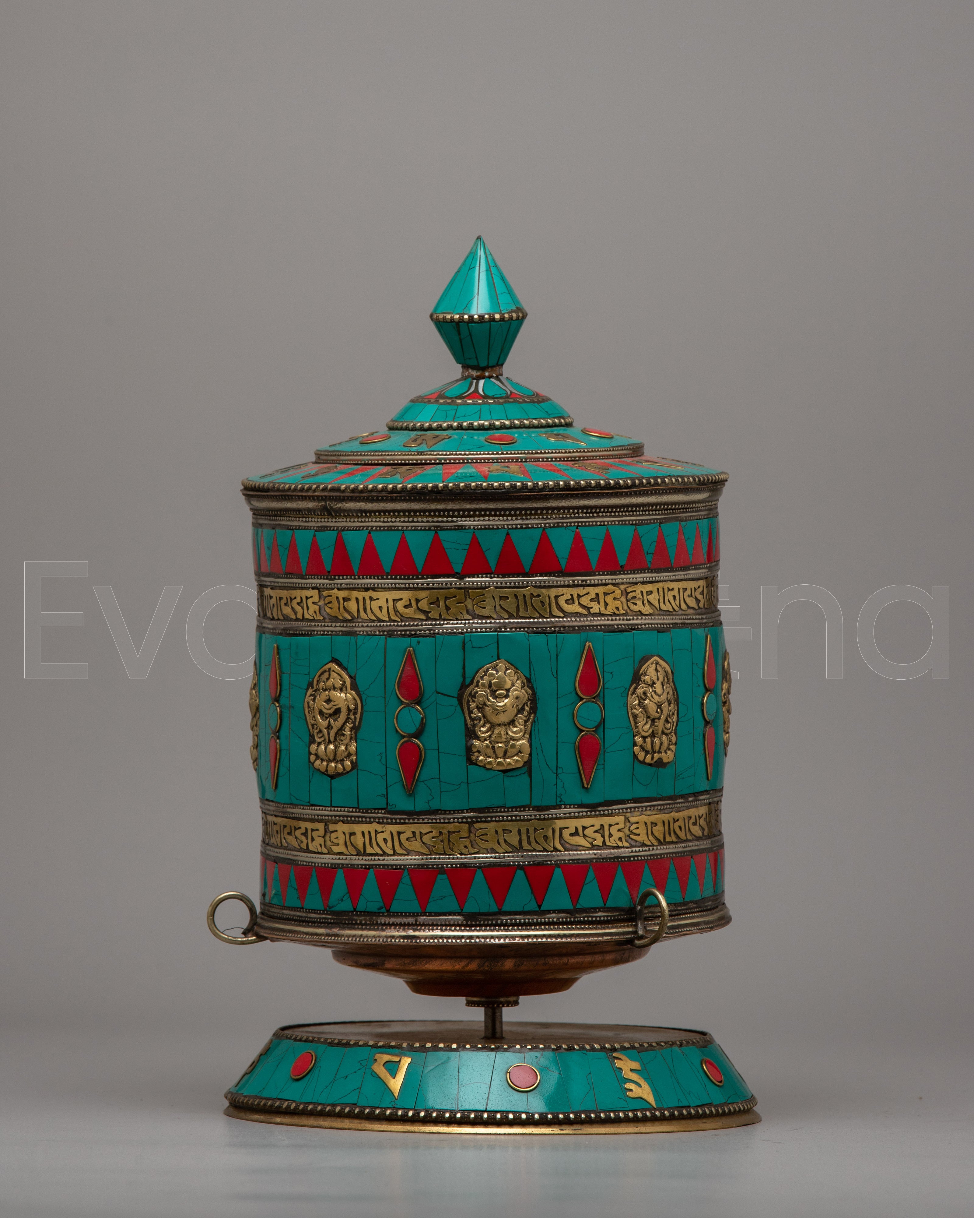 Turquoise Buddhist Prayer Wheel