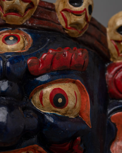 Mahakala Wood Carved Mask | Channeling the Fierce Presence of the Divine Protector