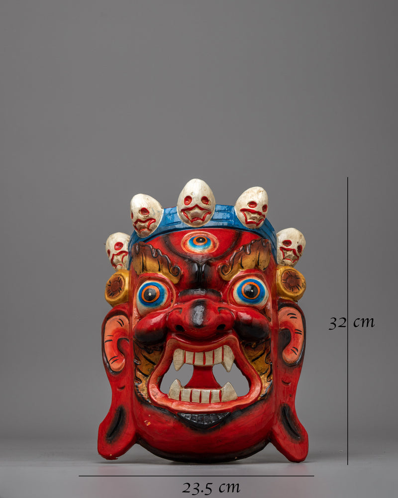 Mahakala Carved Wooden Mask | Capturing the Fierce Essence of the Divine Protector