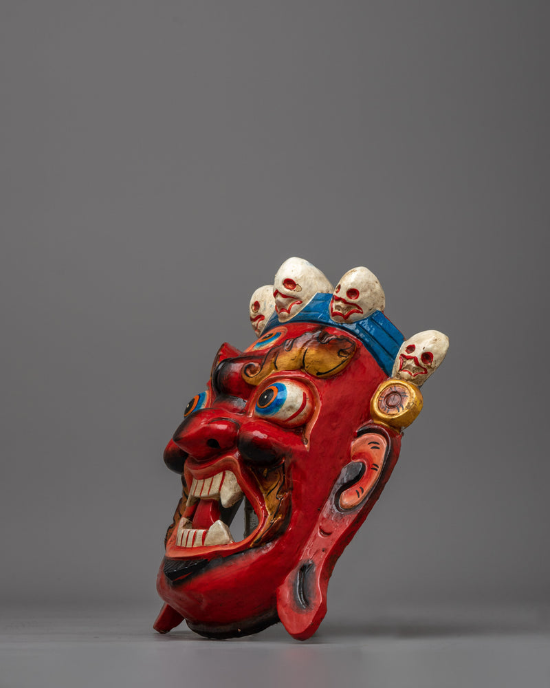 Mahakala Carved Wooden Mask | Capturing the Fierce Essence of the Divine Protector