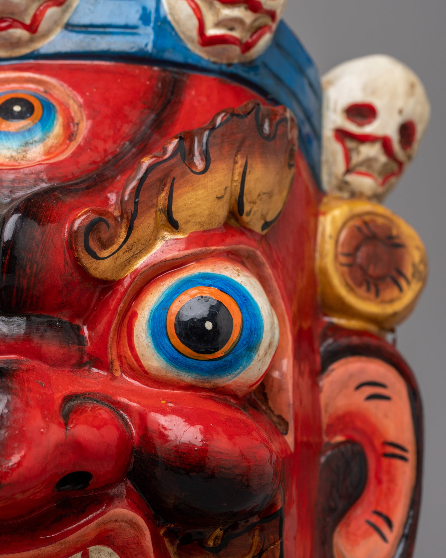 Mahakala Carved Wooden Mask | Capturing the Fierce Essence of the Divine Protector