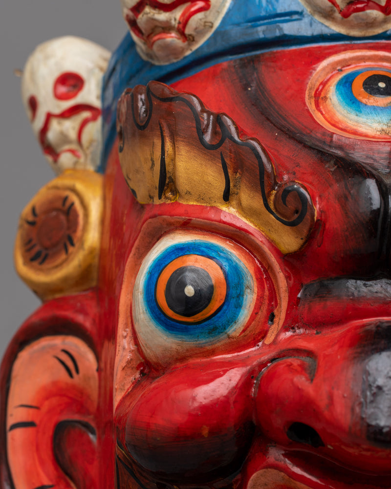 Mahakala Carved Wooden Mask | Capturing the Fierce Essence of the Divine Protector