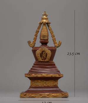 Decorative Copper Stupa Budista | Symbolic Buddhist Monument for Meditation